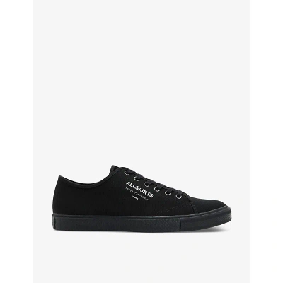 Allsaints Mens Black Undergound Logo-embossed Leather Low-top Trainers
