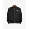 Allsaints Mens Black Underground Logo-print Relaxed-fit Woven Bomber Jacket