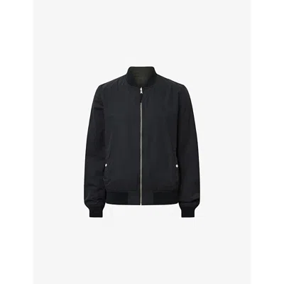 ALLSAINTS MENS BLACK/DULL GRE BASSETT STAND-COLLAR REVERSIBLE COTTON-BLEND JACKET XS
