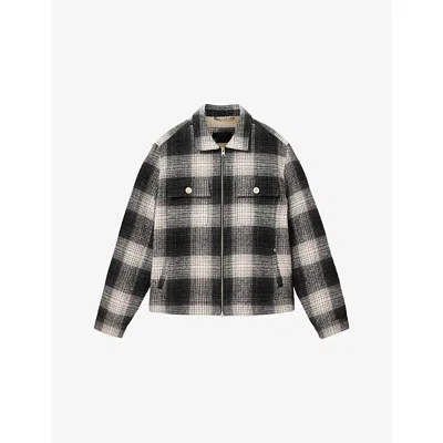 Allsaints Matheson Check Organic Cotton Jacket In Black