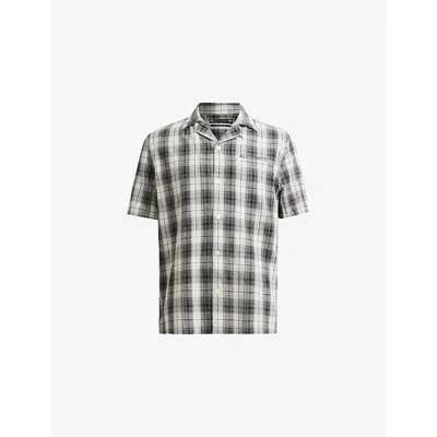 Allsaints Mens Black/white Underground Check Cotton Shirt Xl