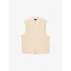Allsaints Mens Bone White Otis Ribbed-collar Sherpa Gilet Xl In Neutral