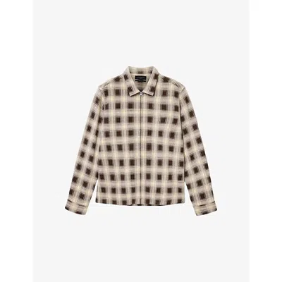 Allsaints Krater Long Sleeve Zip Up Shirt In Multi