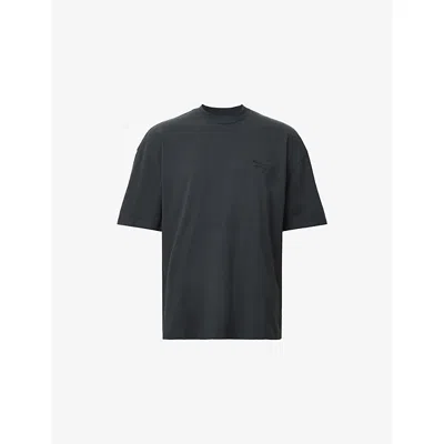 Allsaints Mens Carbon Grey Xander Logo-embossed Short-sleeve Cotton T-shirt In Gray
