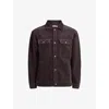 ALLSAINTS MENS BARK PURPLE CASTLEFORD RELAXED-FIT CORDUROY ORGANIC-COTTON OVERSHIRT