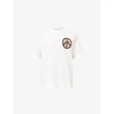 Allsaints Mens Chalk White Incessant Oversized Cotton-jersey T-shirt Xs
