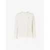 Allsaints Mens Rowe Logo-embroidered Long-sleeve Organic-cotton T-shirt Chalk White