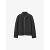 Allsaints Mens Charcoal Grey Celeste Cropped Wool Jacket Xxl In Black