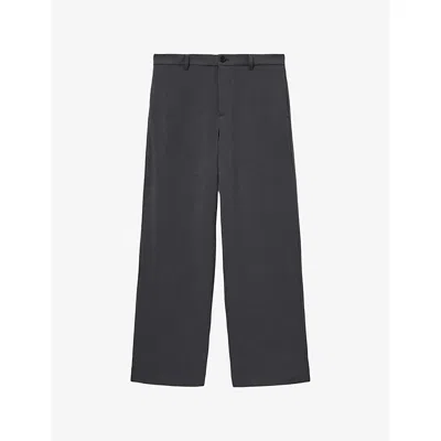 Allsaints Mens  Halla Relaxed-fit Wide-leg Stretch-woven Trousers In Gray