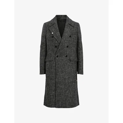 Allsaints Mens  Lincoln Double-breasted Wool-blend Coat In Gray