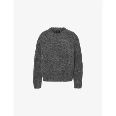 ALLSAINTS MENS CHARCOAL GREY MYLES OVERSIZED-FIT MOHAIR-BLEND JUMPER