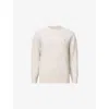 Allsaints Mens Statten Crew-neck Logo-embroidered Stretch-knit Jumper Cloudy White Xl