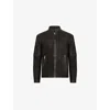 Allsaints Mens Anthracite Gre Cora Regular-fit Snapback-collar Leather Jacket