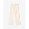 Allsaints Mens Cottage White Sharp Loose Straight-leg Linen Trousers In Neutral