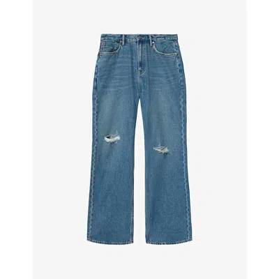 Allsaints Mens Destroy Mid In Lenny Distressed Wide-leg Denim Jeans In Blue
