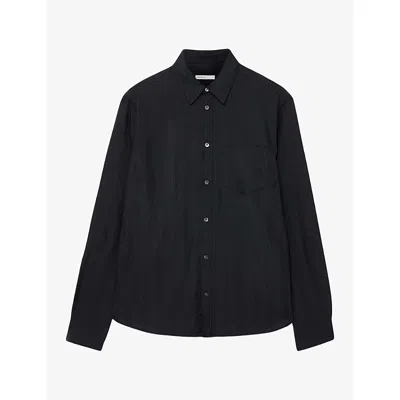 Allsaints Mens Duke Regular-fit Long-sleeve Woven Shirt Ink Blue Xs