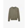 Allsaints Mens Dusky Green Mode Merino Marl-pattern Wool Crew Jumper Xl