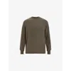 Allsaints Mens Dusky Green Statten Crew-neck Logo-embroidered Stretch-knit Jumper In Gray