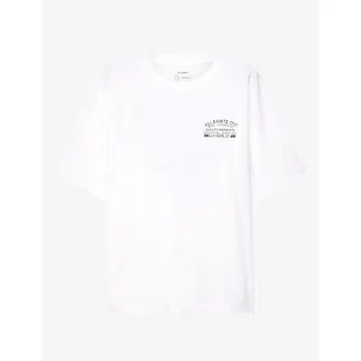 Allsaints Mens Echo Archival Brand-print Cotton-jersey T-shirt Optic White
