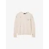 Allsaints Theo Distressed Embroidered Sweater In White
