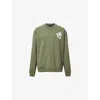 Allsaints Mens Orlando Brand-print Organic-cotton Sweatshirt Eden Green