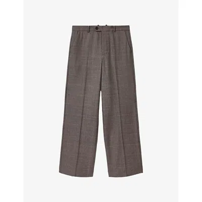 Allsaints Mens Feather Taupe Clover Straight-leg Stretch Wool-blend Trousers In Gray