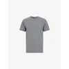 Allsaints Mens  Bodega Raw-edge Short-sleeve Stretch Organic-cotton T-shirt In Fossil Grey