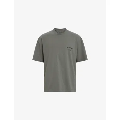Allsaints Mens Gastor Green Future Logo-print Short-sleeve Cotton T-shirt In Gray