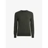 Allsaints Mode Merino Crew Neck Ramskull Jumper In Grange Green