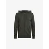 Allsaints Mens Grange Green Mode Zipped Merino-wool Hoody