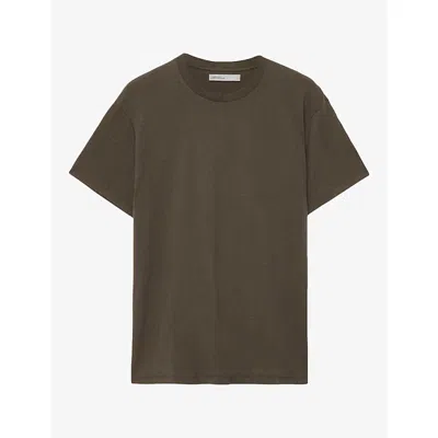 Allsaints Mens Hale Short-sleeved Cotton-jersey T-shirt Washed Khaki Xxl In Black