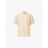 Allsaints Mens Hammock Taupe Bandol Relaxed-fit Short-sleeve Linen-blend Shirt Xxl In Neutral