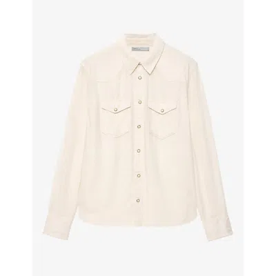 Allsaints Mens Hanway Double-pocket Woven Shirt Cream Taupe In Neutral