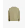 Allsaints Mens Light Ash Gree Haven Embroidered-logo Oversized Organic-cotton Sweatshirt In Avo Green