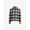 Allsaints Ellis Checked Embroidered Zip Up Jacket In Ink
