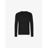 Allsaints Mens Jet Black Brace Embroidered-appliqué Organic-cotton T-shirt In Jet Black