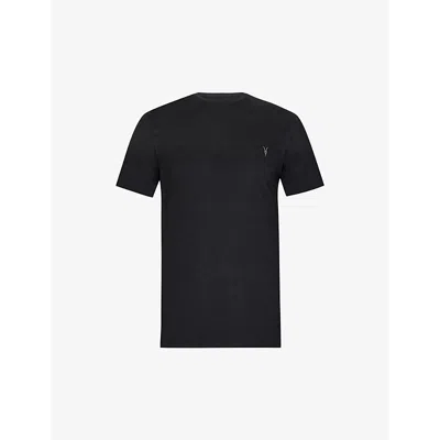 Allsaints Mens Brace Logo-embroidered Cotton-jersey T-shirt Jet Black Xxl