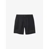 Allsaints Mens Jet Black Circe Straight-leg Lyocell Shorts In Multi