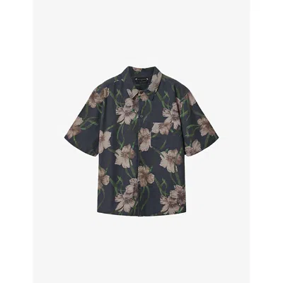 Allsaints Mens  Climber Floral-print Cotton Shirt In Black