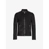 Allsaints Mens Cora Regular-fit Snapback-collar Leather Jacket Jet Black Xxl In Jet Black