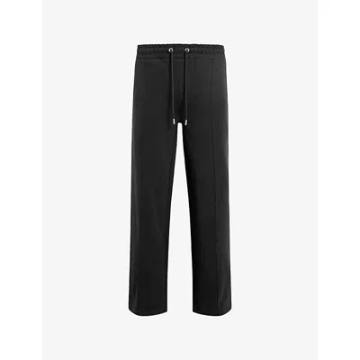 Allsaints Mens Jet Black Milo Relaxed-fit Cotton Jogging Bottoms Xs In Animal Print