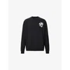 ALLSAINTS MENS JET BLACK ORLANDO BRAND-PRINT ORGANIC-COTTON SWEATSHIRT