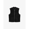 Allsaints Mens Jet Black Otis Ribbed-collar Sherpa Gilet Xl