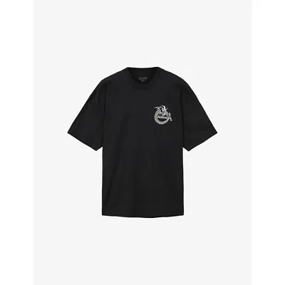 Allsaints Terra Logo Graphic Oversized Tee In Black