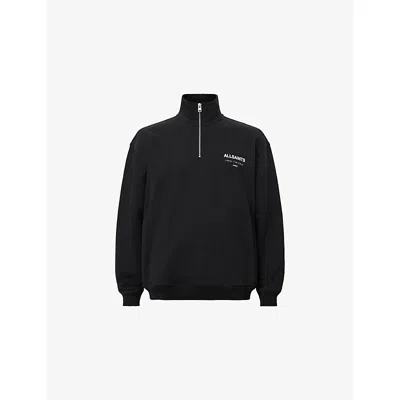 Allsaints Mens Jet Black Underground Logo-print Cotton Sweatshirt Xl