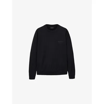 Allsaints Mens Jet Black Xander Branded-print Cotton-jersey Sweatshirt Xxl In Multi