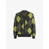 Allsaints Mens Cinder Black M Joker Arygle-pattern Wool-blend Cardigan In Cinder Black M