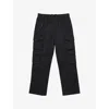 Allsaints Mens Koto Black Decoy Patch-pocket Straight-leg Stretch-cotton Cargo Trousers In Black