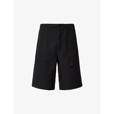 Allsaints Mens Koto Black Talbot Straight-leg Cotton Shorts