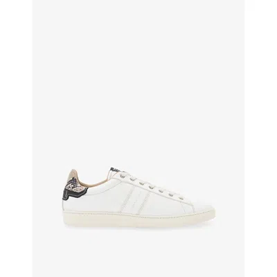 Allsaints Mens White/black Leon Leather Low-top Trainers Eur 45 / 11 Uk In Multi